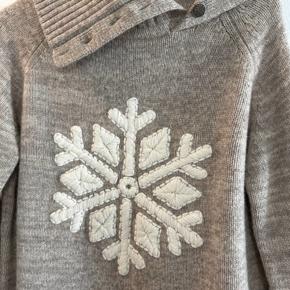 NWOT Womens Sundance Stratton Cream Wool Snowflake Sweater Split Cowl Neck Large - Picture 2 of 4
